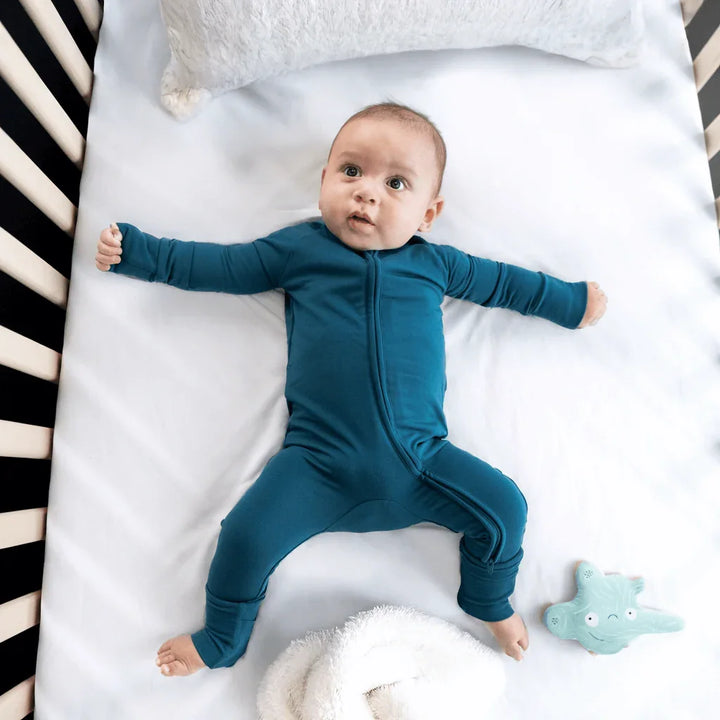 Cozy Convertible Zippered Romper , Cozy Convertible Zippered Romper - Twilight Teal / Newborn
