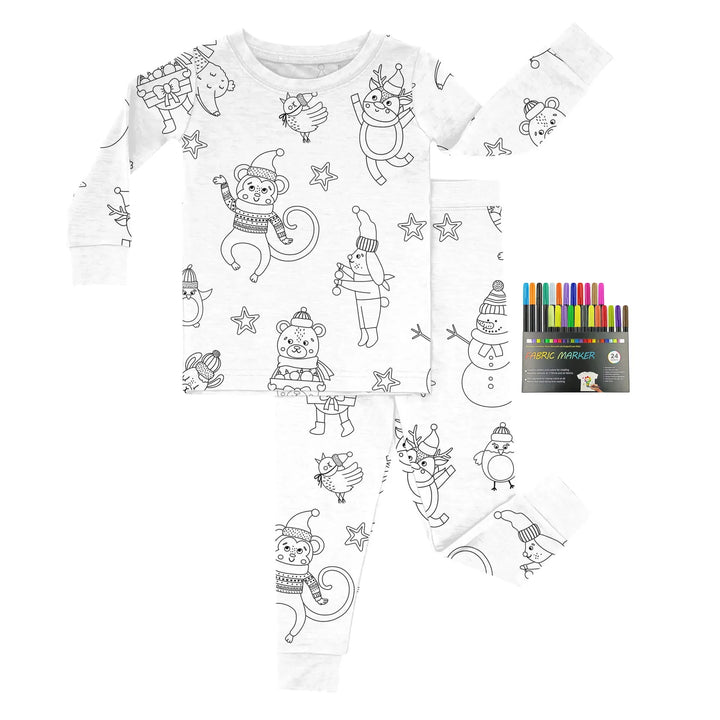 Christmas Colorable Two Piece Pajama Set , Christmas Colorable Two Piece Pajama Set - Christmas Colorable 1 / 3T