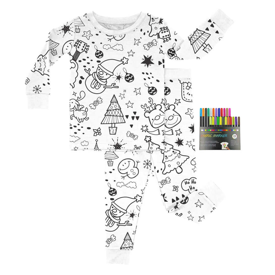 Christmas Colorable Two Piece Pajama Set , Christmas Colorable Two Piece Pajama Set - Christmas Colorable 1 / 3T