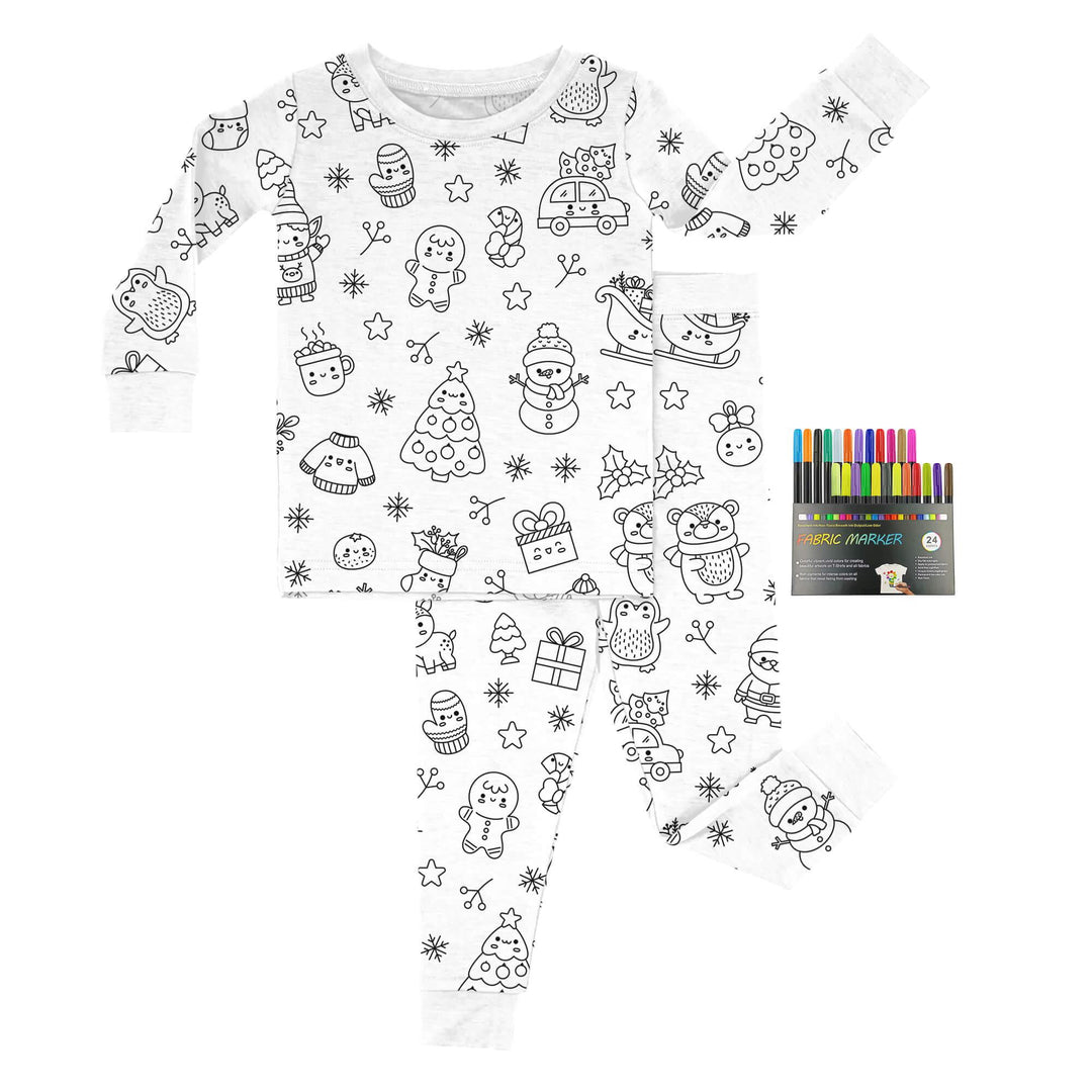 Christmas Colorable Two Piece Pajama Set , Christmas Colorable Two Piece Pajama Set - Christmas Colorable 1 / 3T