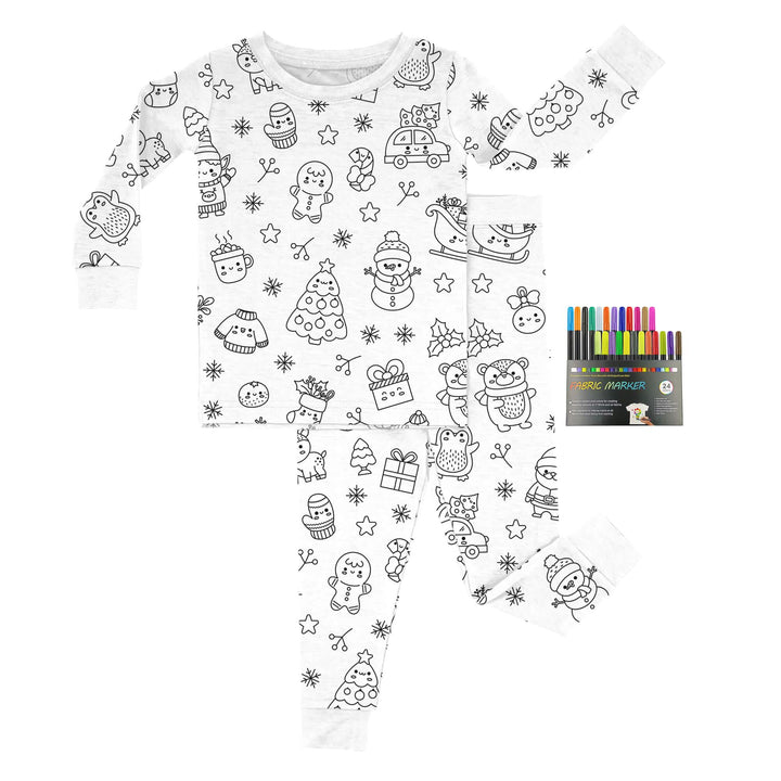 Christmas Colorable Two Piece Pajama Set , Christmas Colorable Two Piece Pajama Set - Christmas Colorable 1 / 3T