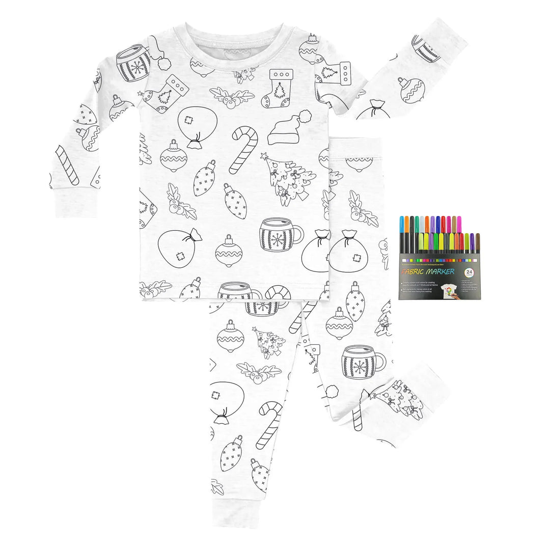 Christmas Colorable Two Piece Pajama Set , Christmas Colorable Two Piece Pajama Set - Christmas Colorable 1 / 3T
