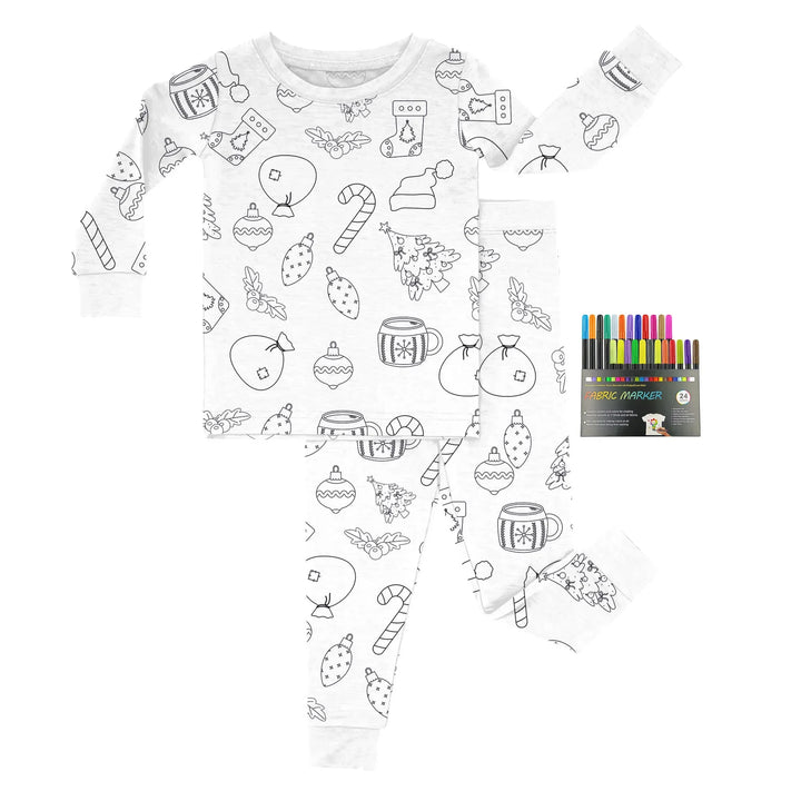 Christmas Colorable Two Piece Pajama Set , Christmas Colorable Two Piece Pajama Set - Christmas Colorable 1 / 3T