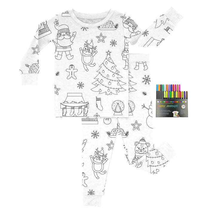 Christmas Colorable Two Piece Pajama Set , Christmas Colorable Two Piece Pajama Set - Christmas Colorable 1 / 3T