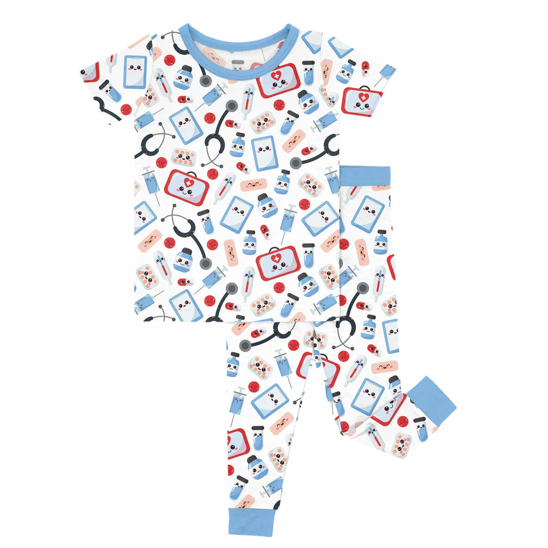 Medical Buddies Two Piece Short Sleeve Pajama Set , Medical Buddies Two Piece Short Sleeve Pajama Set - 12-18M