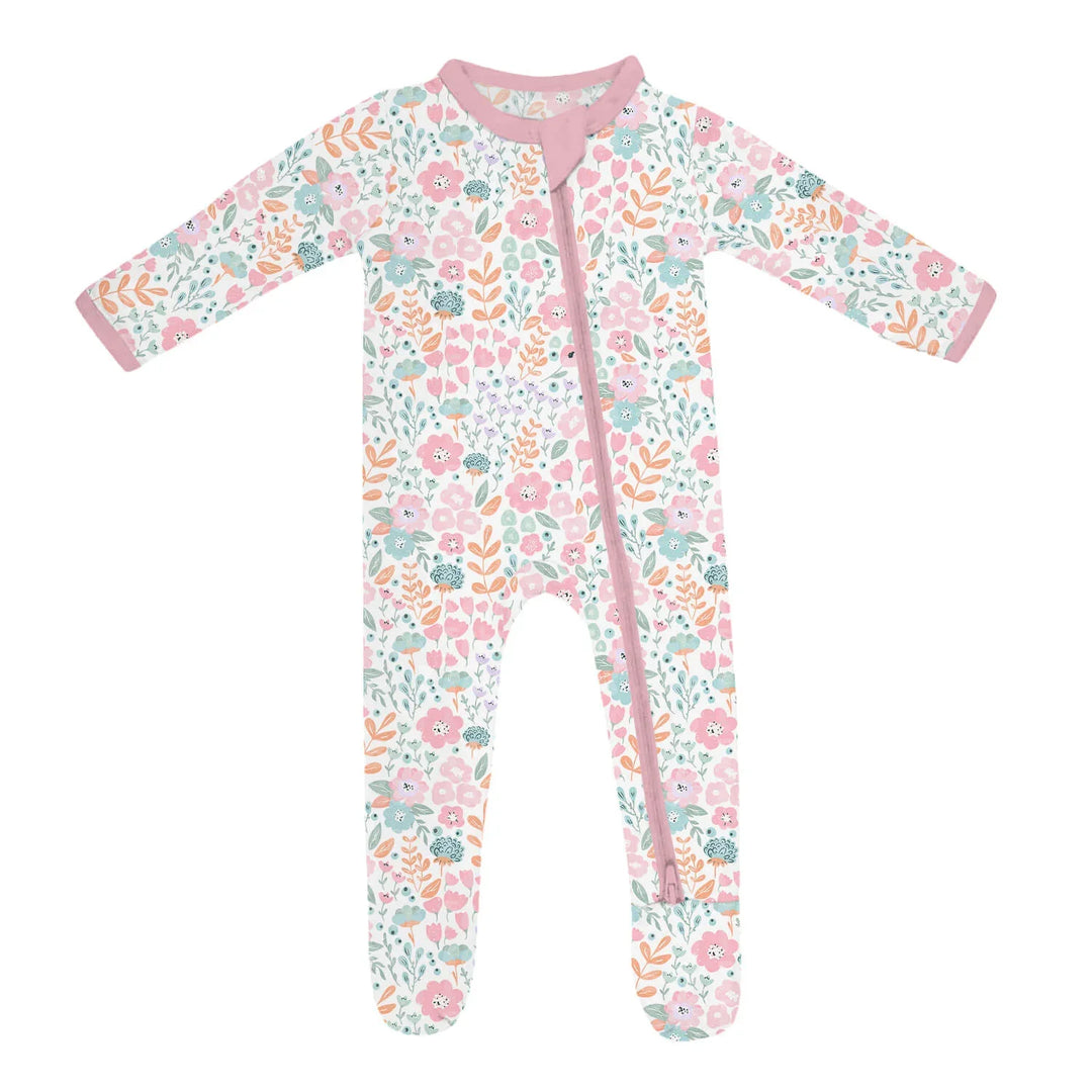Willow's Whimsy Floral Footie Zippered Romper , Willow's Whimsy Floral Footie Zippered Romper - Newborn