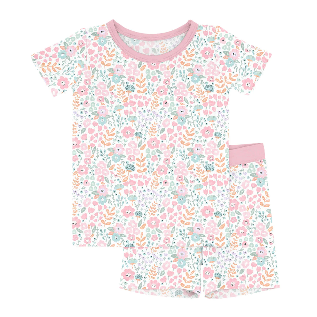 Willow's Whimsy Floral Two-Piece Short Sleeve Shorts Pajama Set , Willow's Whimsy Floral Two-Piece Short Sleeve Shorts Pajama Set - 12-18M