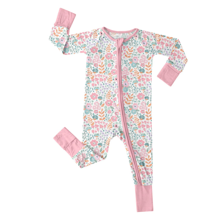 Willow's Whimsy Floral Convertible Zippered Romper , Willow's Whimsy Floral Convertible Zippered Romper - Newborn
