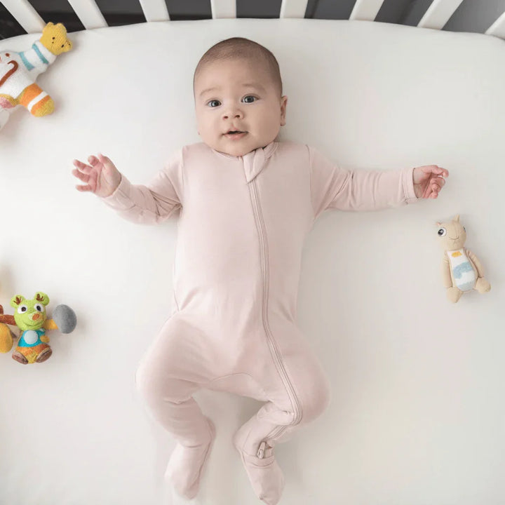 Zippered Footie Romper , Zippered Footie Romper - Blush / Newborn
