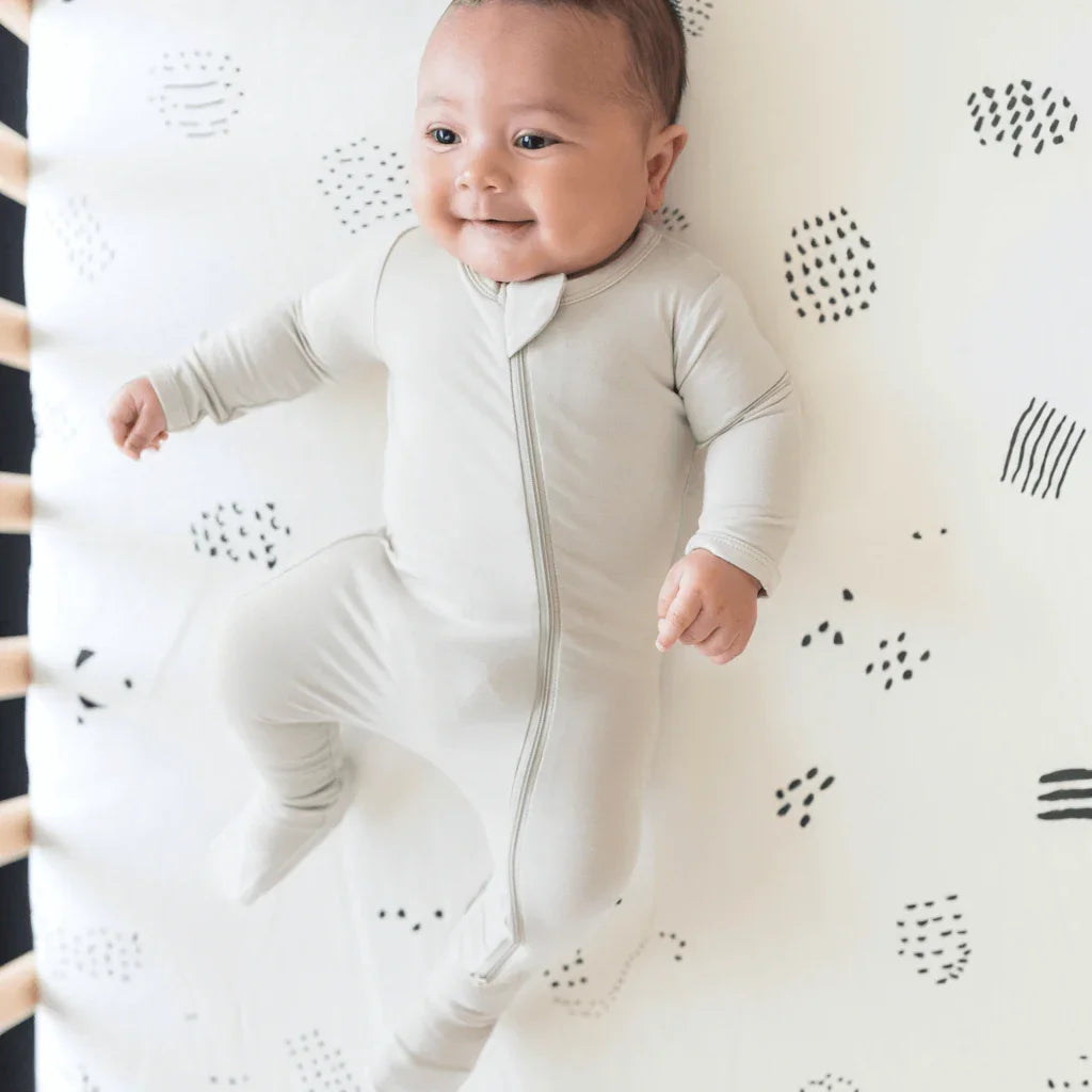 Zippered Footie Romper , Zippered Footie Romper - Oat / Newborn