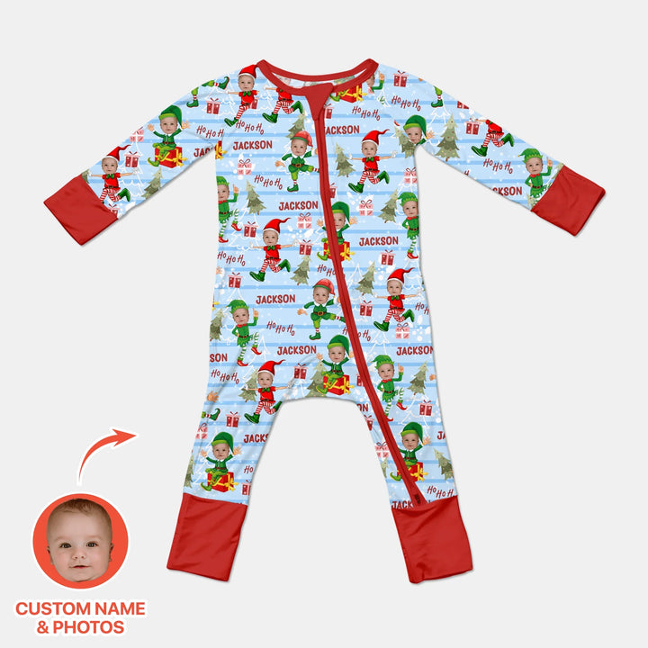Custom Photo Baby Christmas Elf Convertible Zippy