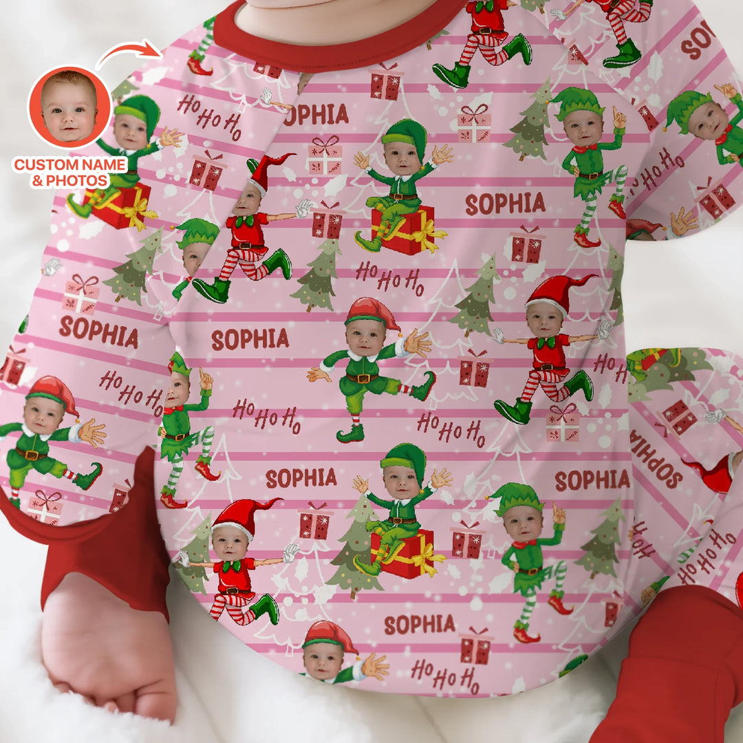 Custom Photo Baby Christmas Elf Convertible Zippy