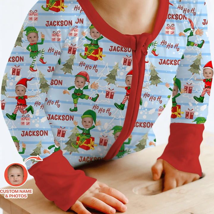 Custom Photo Baby Christmas Elf Convertible Zippy