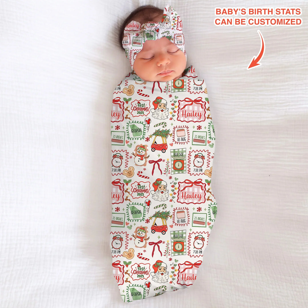 The Little Retro Dreamer First Christmas 2025 Swaddle Blanket