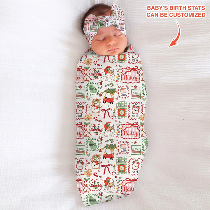 The Little Retro Dreamer First Christmas 2025 Swaddle Blanket