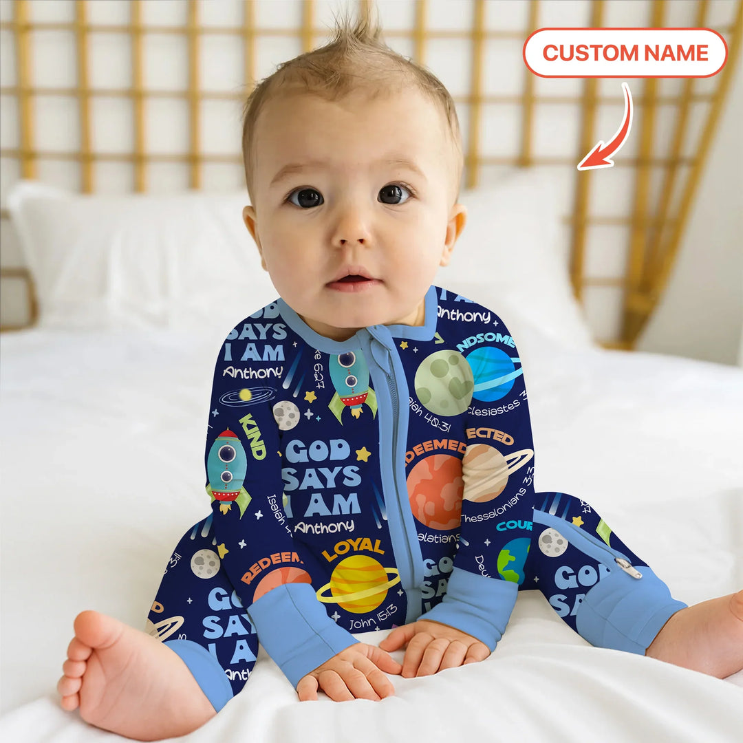 Space God Says I Am Custom Name Convertible Zippy , Space God Says I Am Custom Name Convertible Zippy - 0-3M