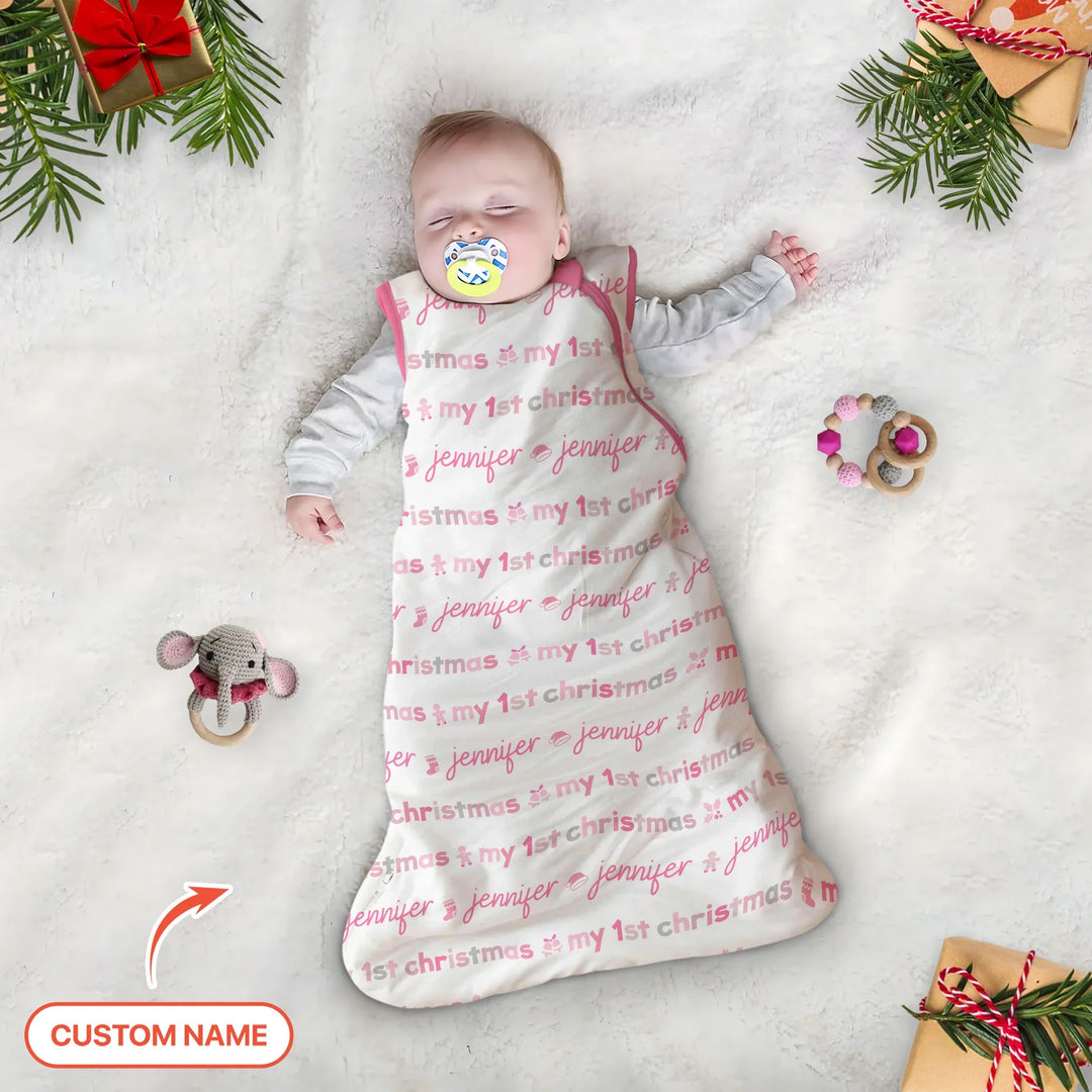 Custom Name My First Christmas Color Mood Sleep Bag