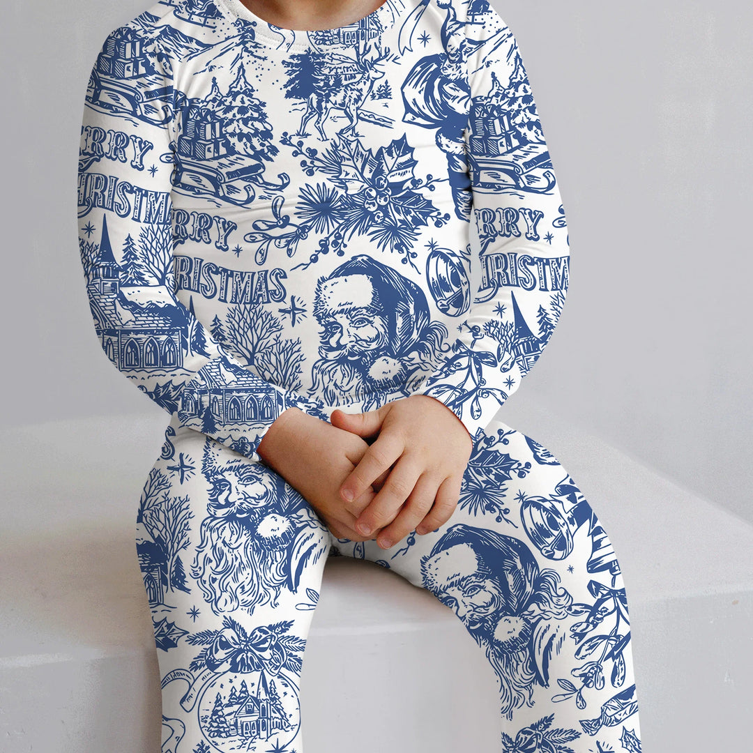 Family Christmas Chinoiserie Pajama Two Piece Long Sleeve Pajama Set , Family Christmas Chinoiserie Pajama Two Piece Long Sleeve Pajama Set - 12-18M