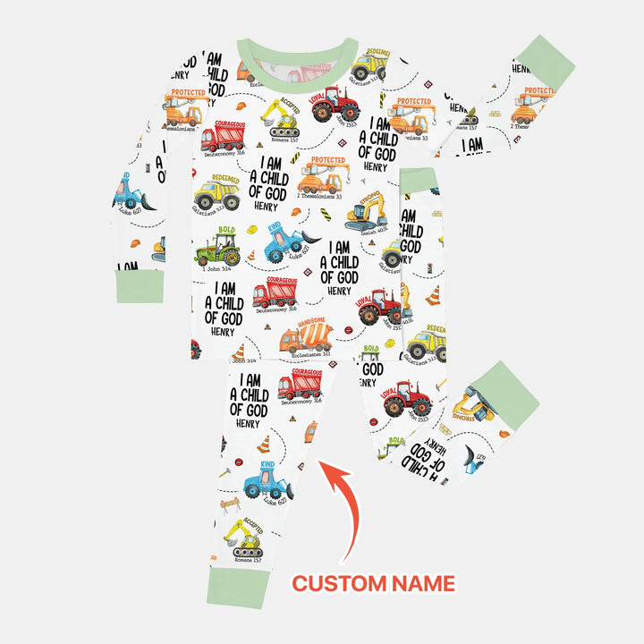 I Am A Child Of God Custom Name Two Piece Long Sleeve Pajama Set , I Am A Child Of God Custom Name Two Piece Long Sleeve Pajama Set - 12-18M
