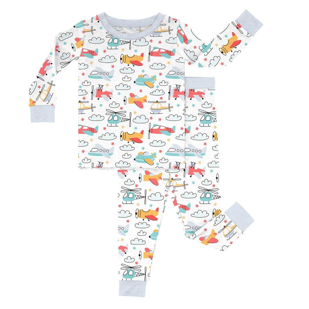 Airplanes And Helicopters Two Piece Pajama Set - Zumbamboo