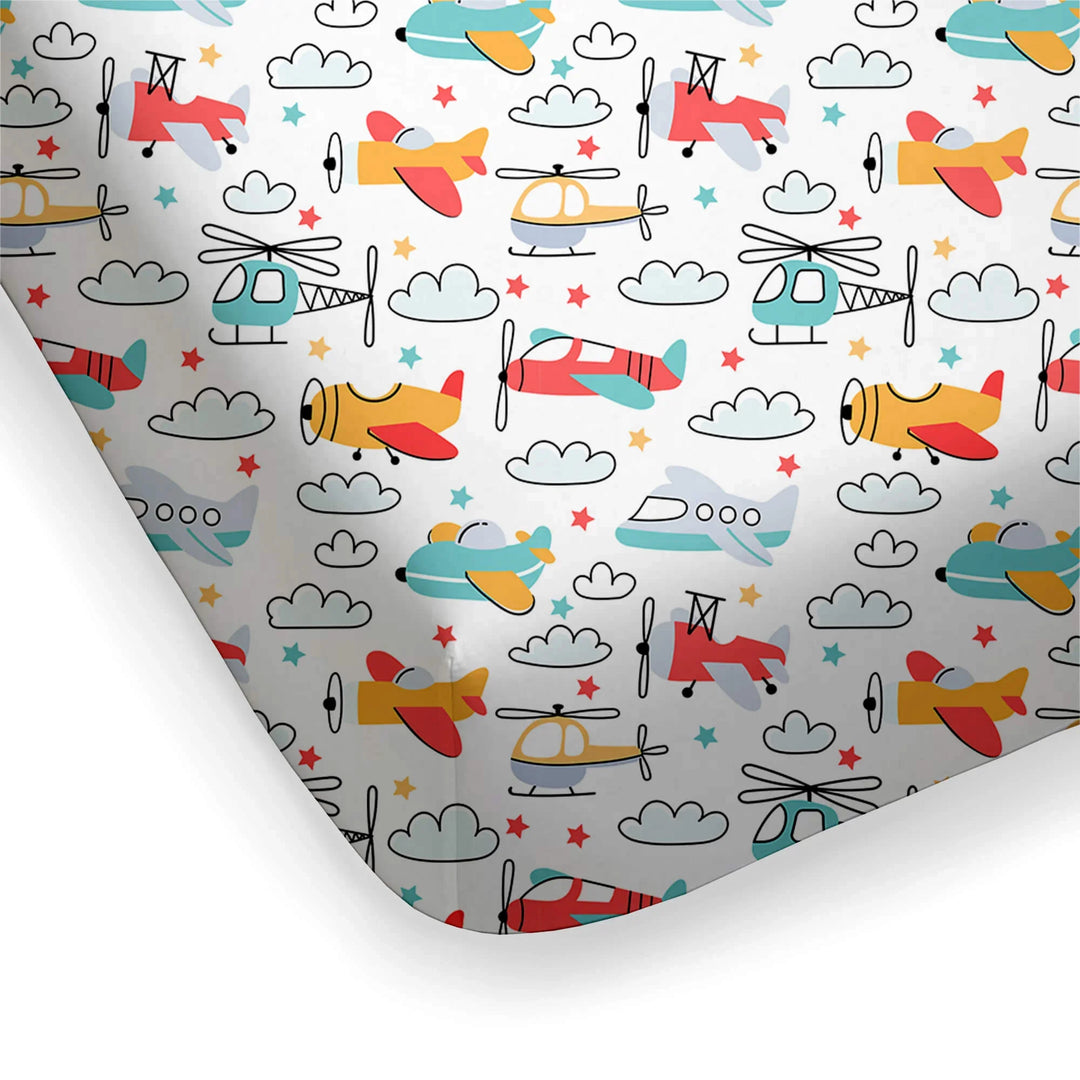 Airplanes and Helicopters Fitted Crib Sheet , Airplanes and Helicopters Fitted Crib Sheet - Default Title