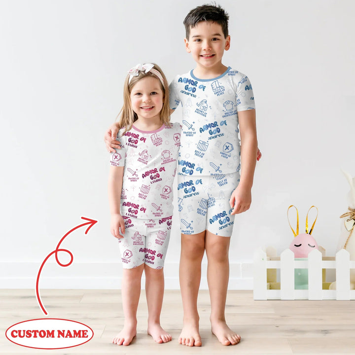 Armor of God Two Piece Short Sleeve Shorts Pajama Set - Zumbamboo