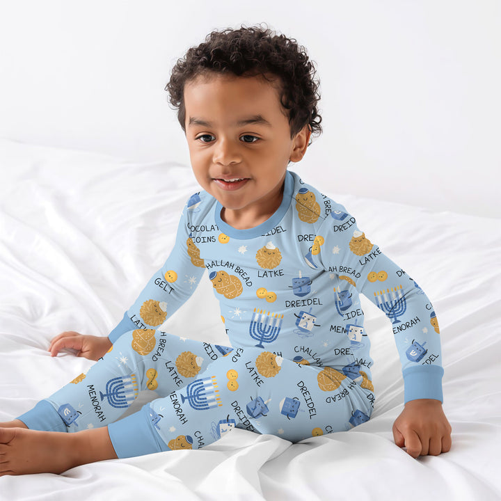 Family Hanukkah Matching Two Piece Long Sleeve Pajama Set
