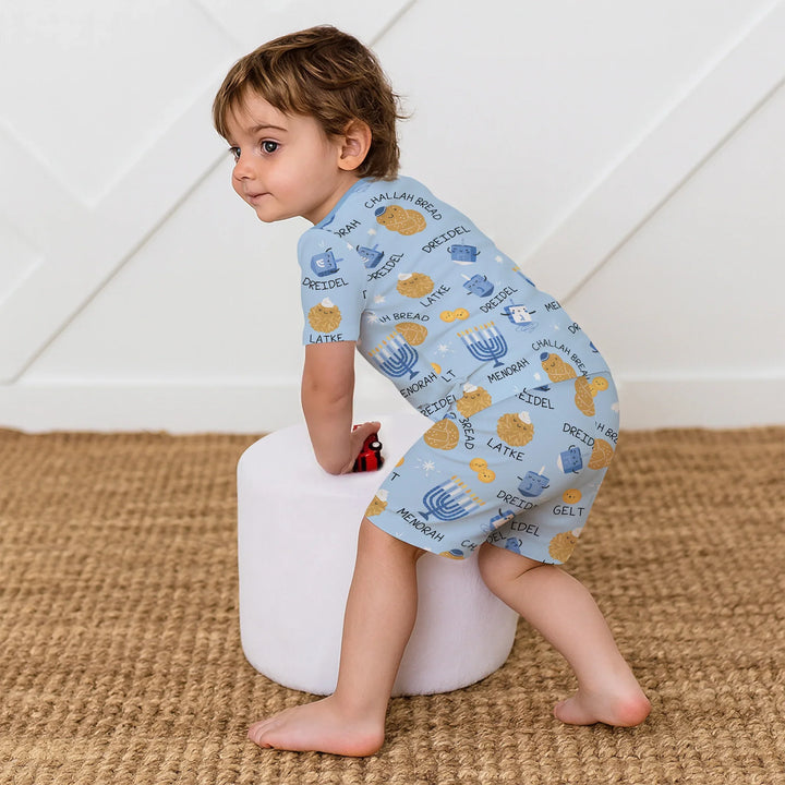 Family Hanukkah Matching Two Piece Short Sleeve Shorts Pajama Set