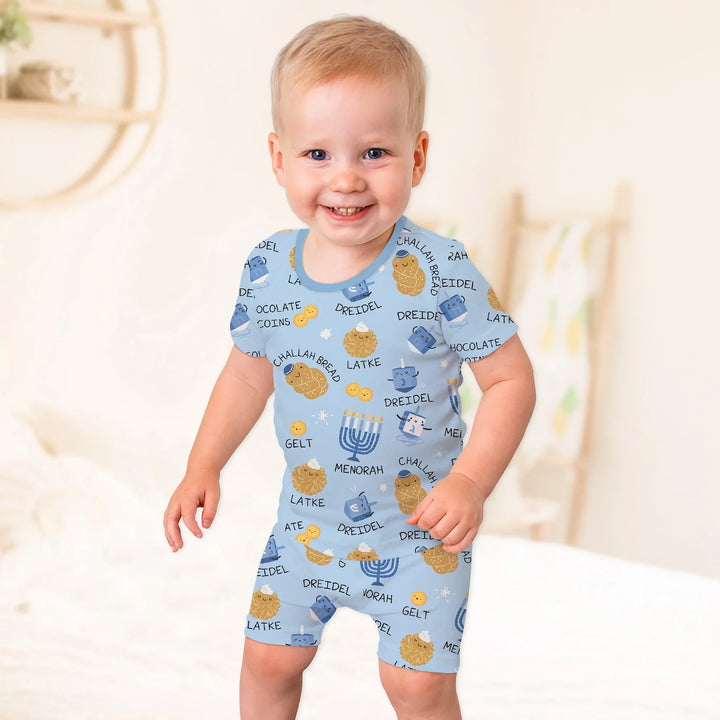 Family Hanukkah Matching Two Piece Short Sleeve Shorts Pajama Set