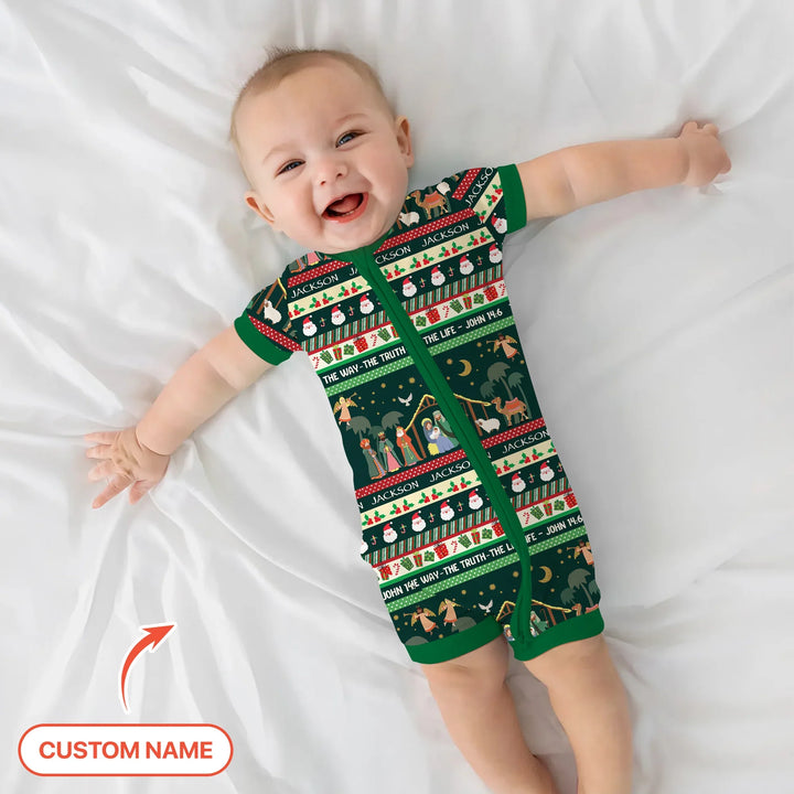 Jesus The Way The Truth The Life Custom Name Shorty Zippy , Jesus The Way The Truth The Life Custom Name Shorty Zippy - 0-3M