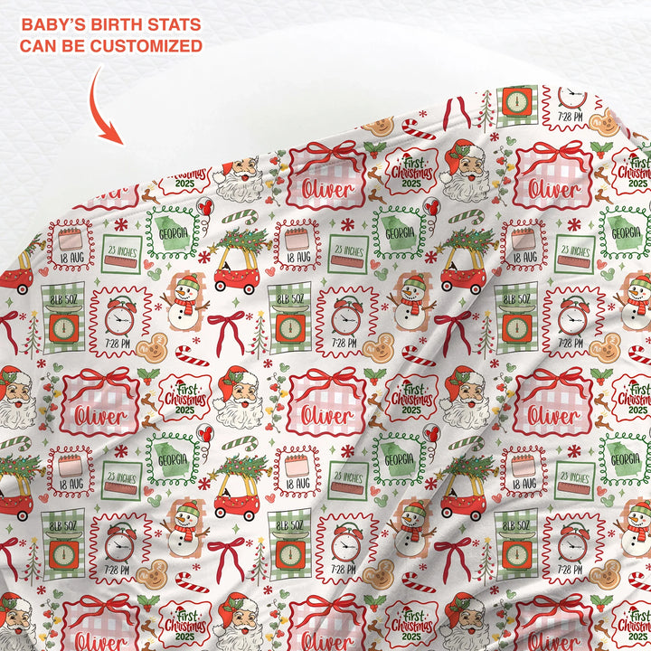 The Little Retro Dreamer First Christmas 2025 Swaddle Blanket