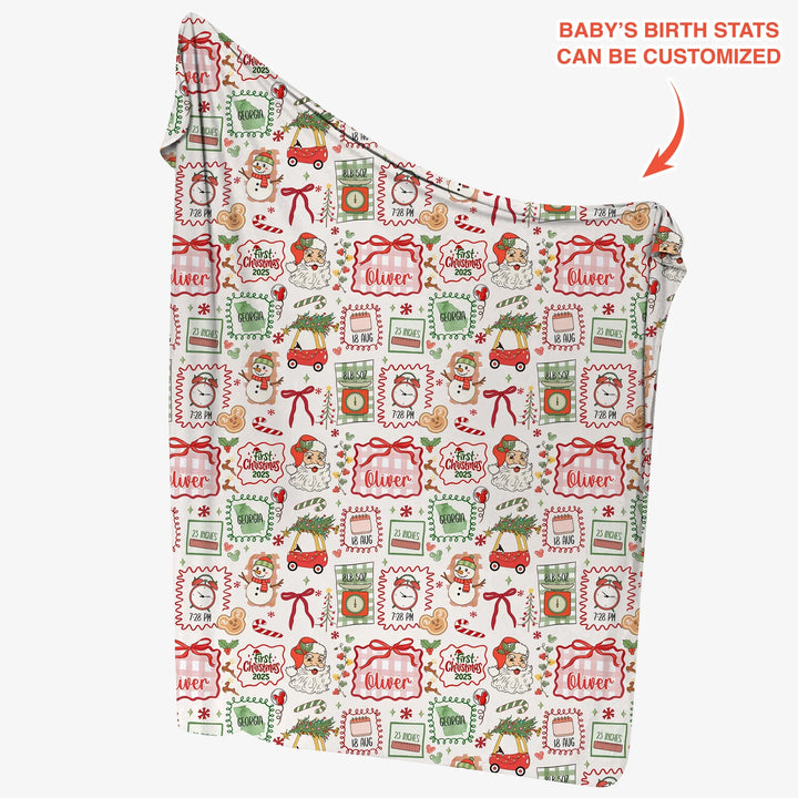 The Little Retro Dreamer First Christmas 2025 Swaddle Blanket