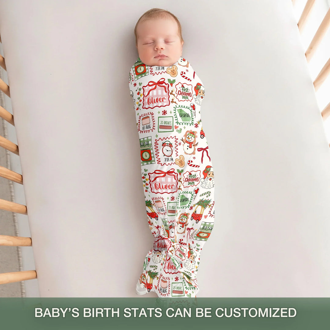 The Little Retro Dreamer First Christmas 2025 Swaddle Blanket
