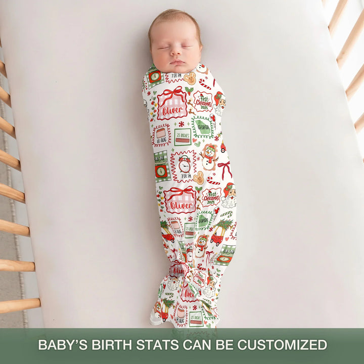 The Little Retro Dreamer First Christmas 2025 Swaddle Blanket
