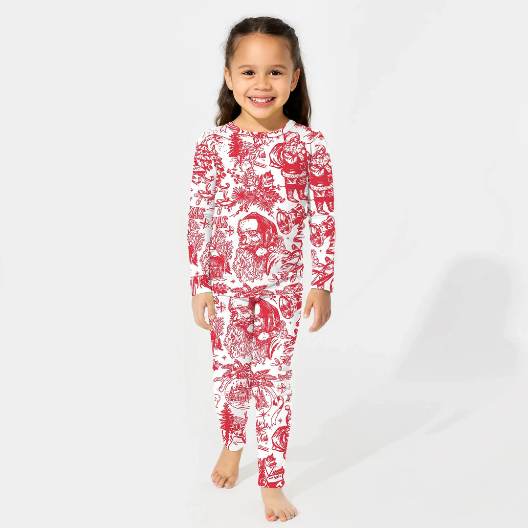 Family Christmas Chinoiserie Pajama Two Piece Long Sleeve Pajama Set , Family Christmas Chinoiserie Pajama Two Piece Long Sleeve Pajama Set - 12-18M
