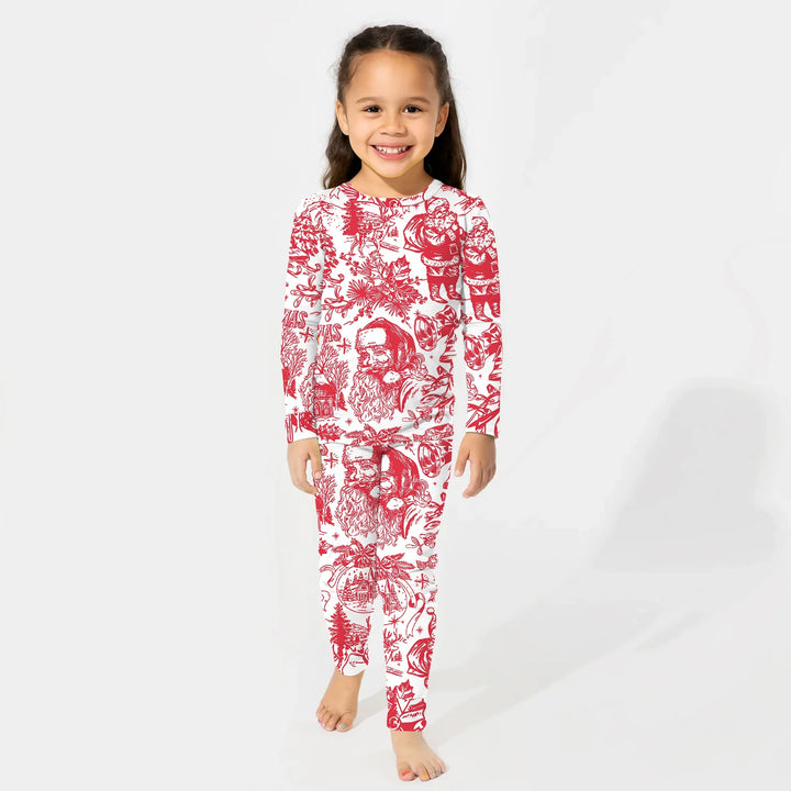 Family Christmas Chinoiserie Pajama Two Piece Long Sleeve Pajama Set , Family Christmas Chinoiserie Pajama Two Piece Long Sleeve Pajama Set - 12-18M