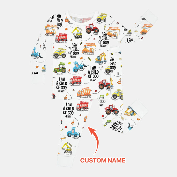 I Am A Child Of God Custom Name Two Piece Long Sleeve Pajama Set , I Am A Child Of God Custom Name Two Piece Long Sleeve Pajama Set - 12-18M