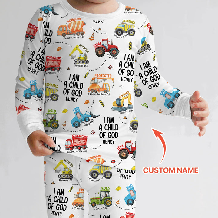 I Am A Child Of God Custom Name Two Piece Long Sleeve Pajama Set , I Am A Child Of God Custom Name Two Piece Long Sleeve Pajama Set - 12-18M