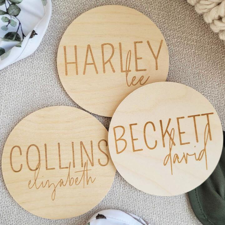 Baby Name Personalized Wood Announcement - Zumbamboo