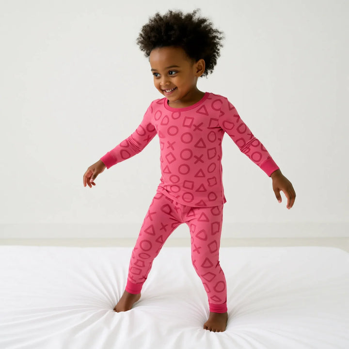 XOXO Shapes Two Piece Long Sleeve Pajama Set Girl Version , XOXO Shapes Two Piece Long Sleeve Pajama Set Girl Version - 12-18M