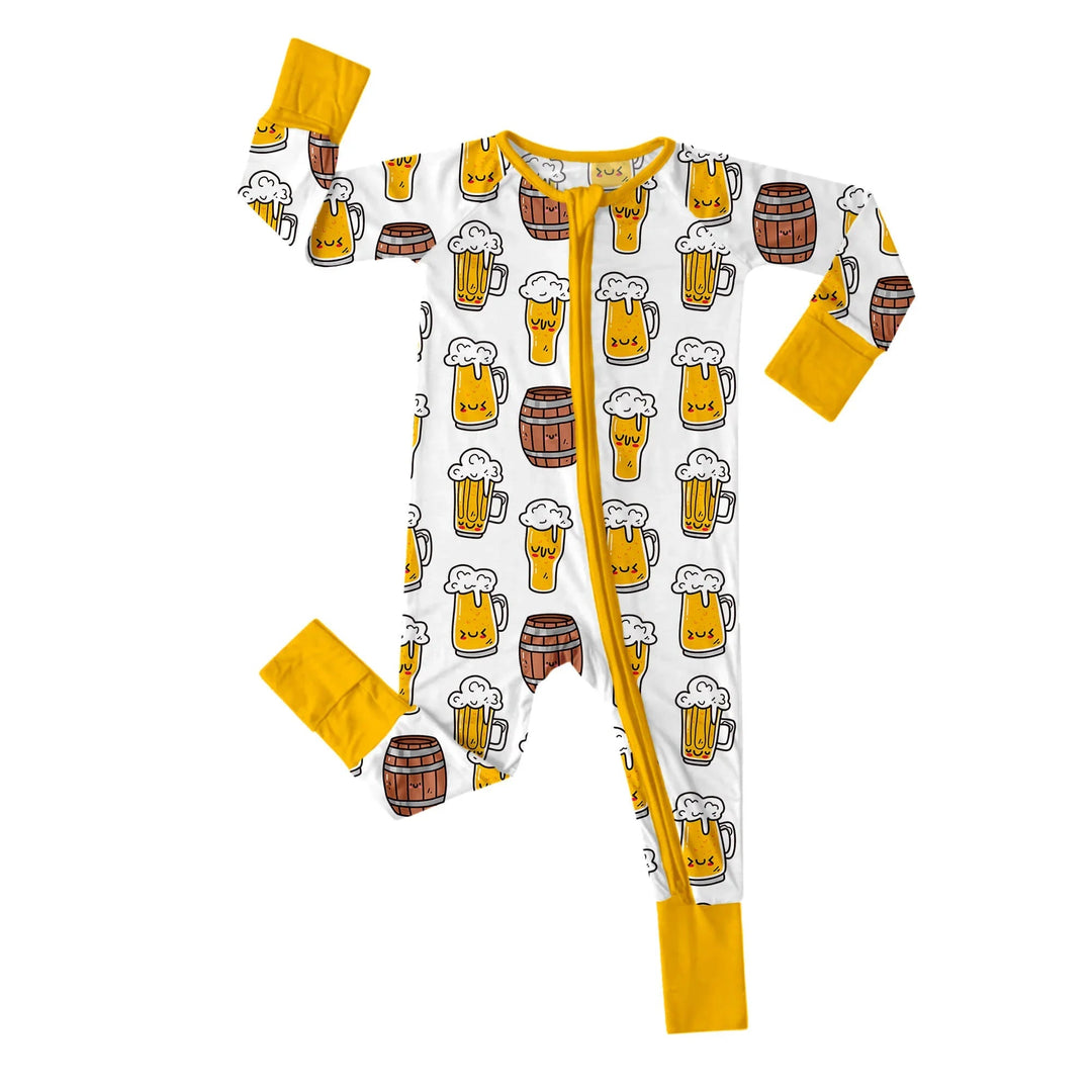 Beer Mugs and Barrels Convertible Zippered Romper - Zumbamboo