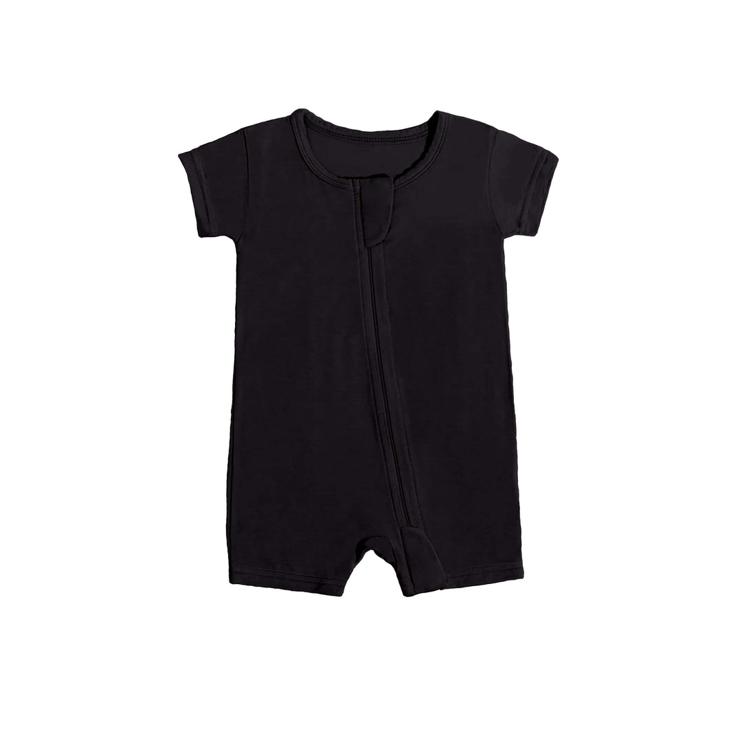 Shorty-Strampler mit Reißverschluss in Schwarz