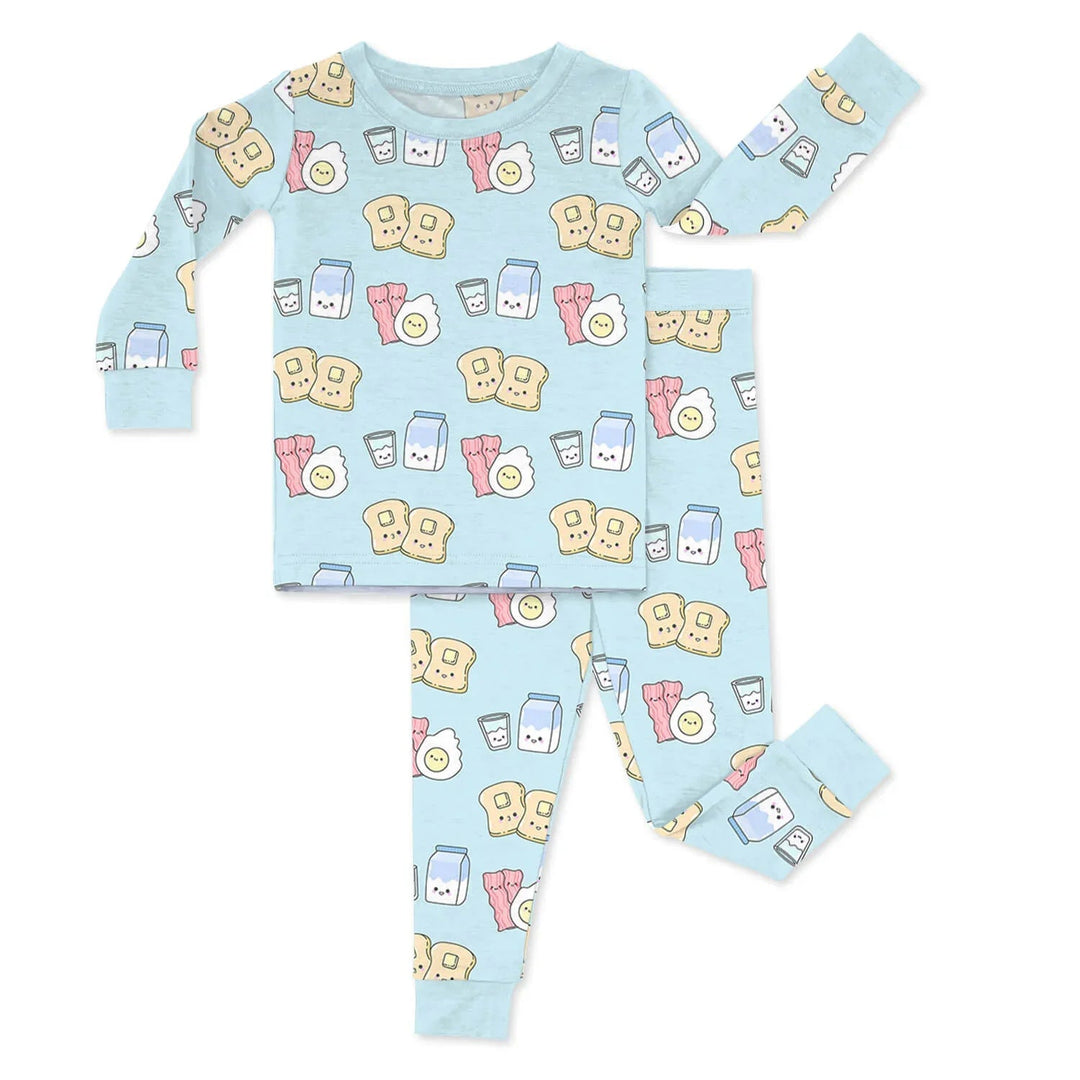 Blue Breakfast Buddies Two Piece Pajama Set - Zumbamboo