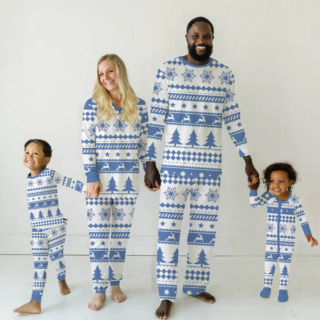 Blue Fair Isle Women Pajama Set - Zumbamboo