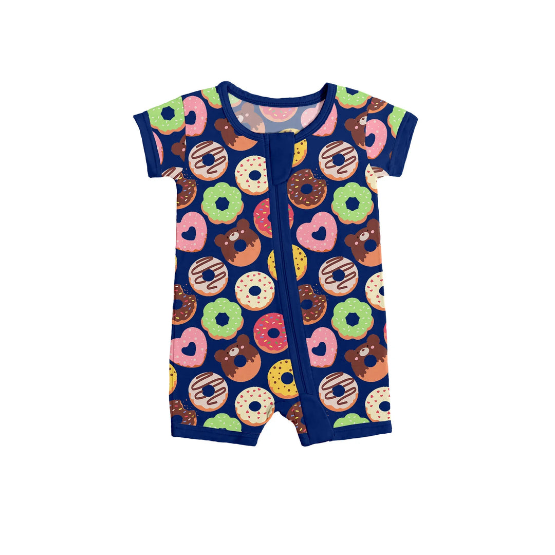 Blue Donut Fantasy Shorty Zippered Romper , Blue Donut Fantasy Shorty Zippered Romper - 0-3M
