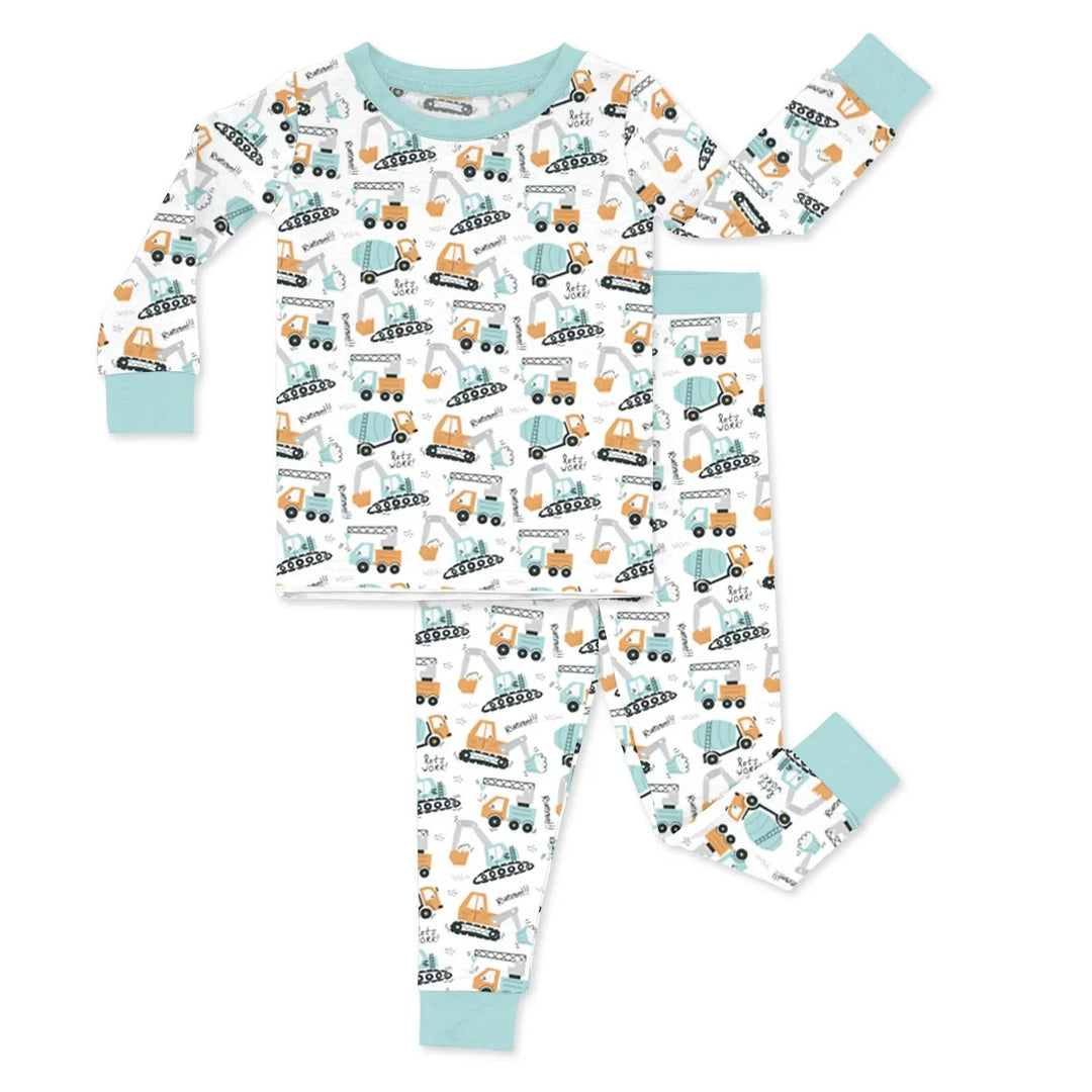 Boho Construction Vehicle Two Piece Pajama Set - Zumbamboo