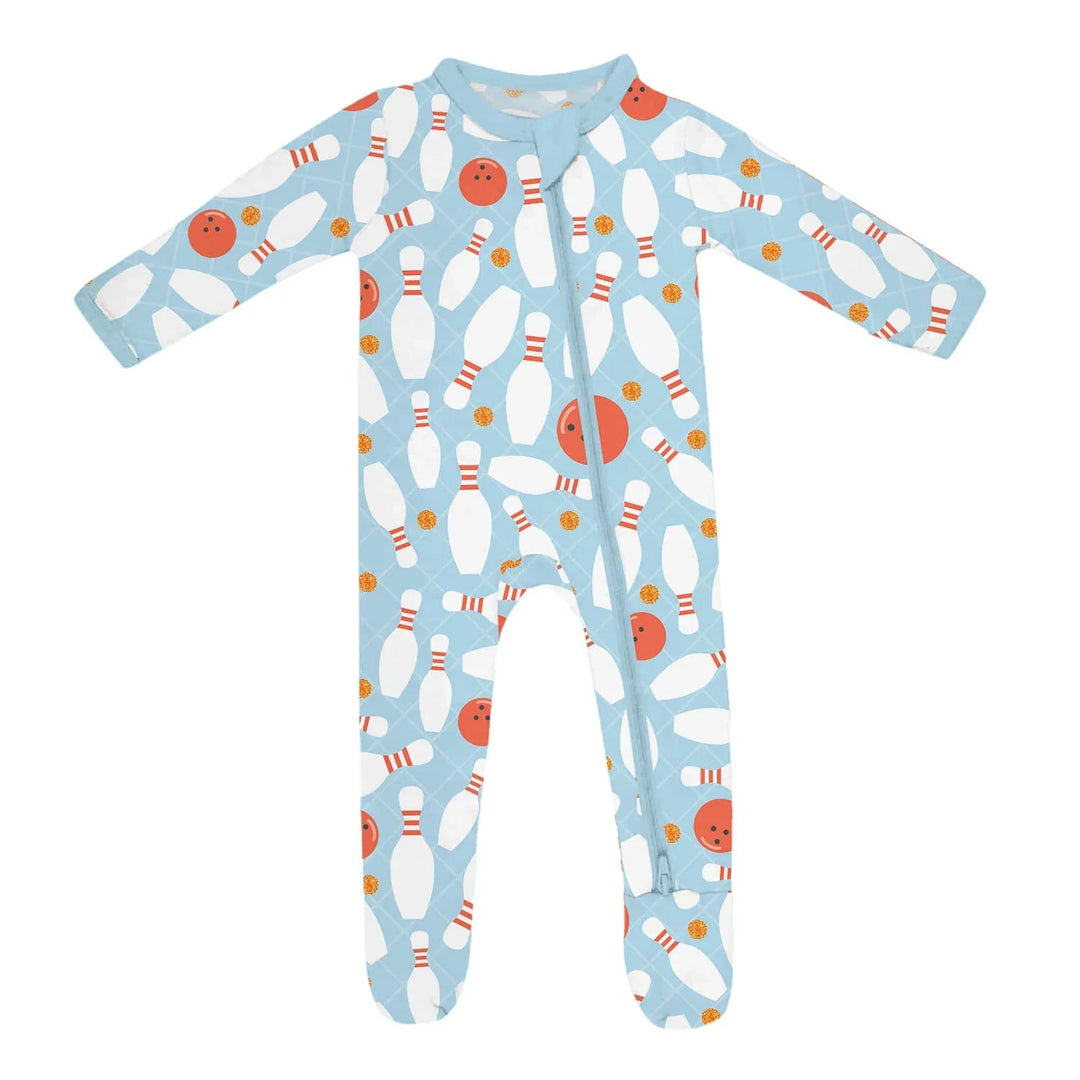 Bowling Footie Zippered Romper - Zumbamboo