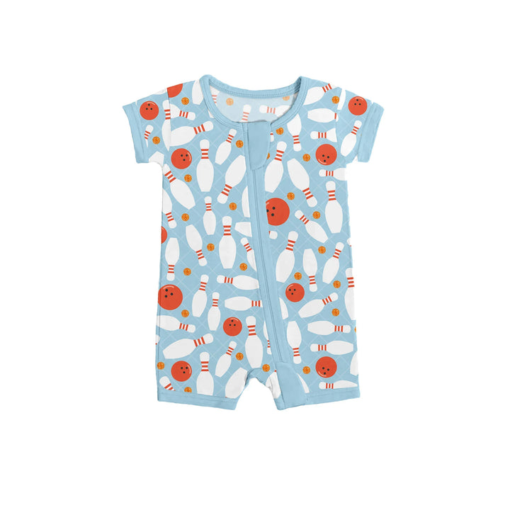 Bowling Shorty Zippered Romper , Bowling Shorty Zippered Romper - 0-3M
