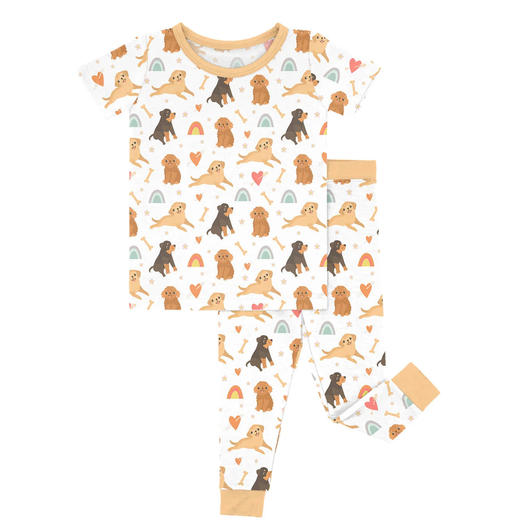 Brown Dogs Two Piece Short Sleeve Pajama Set , Brown Dogs Two Piece Short Sleeve Pajama Set - 12-18M