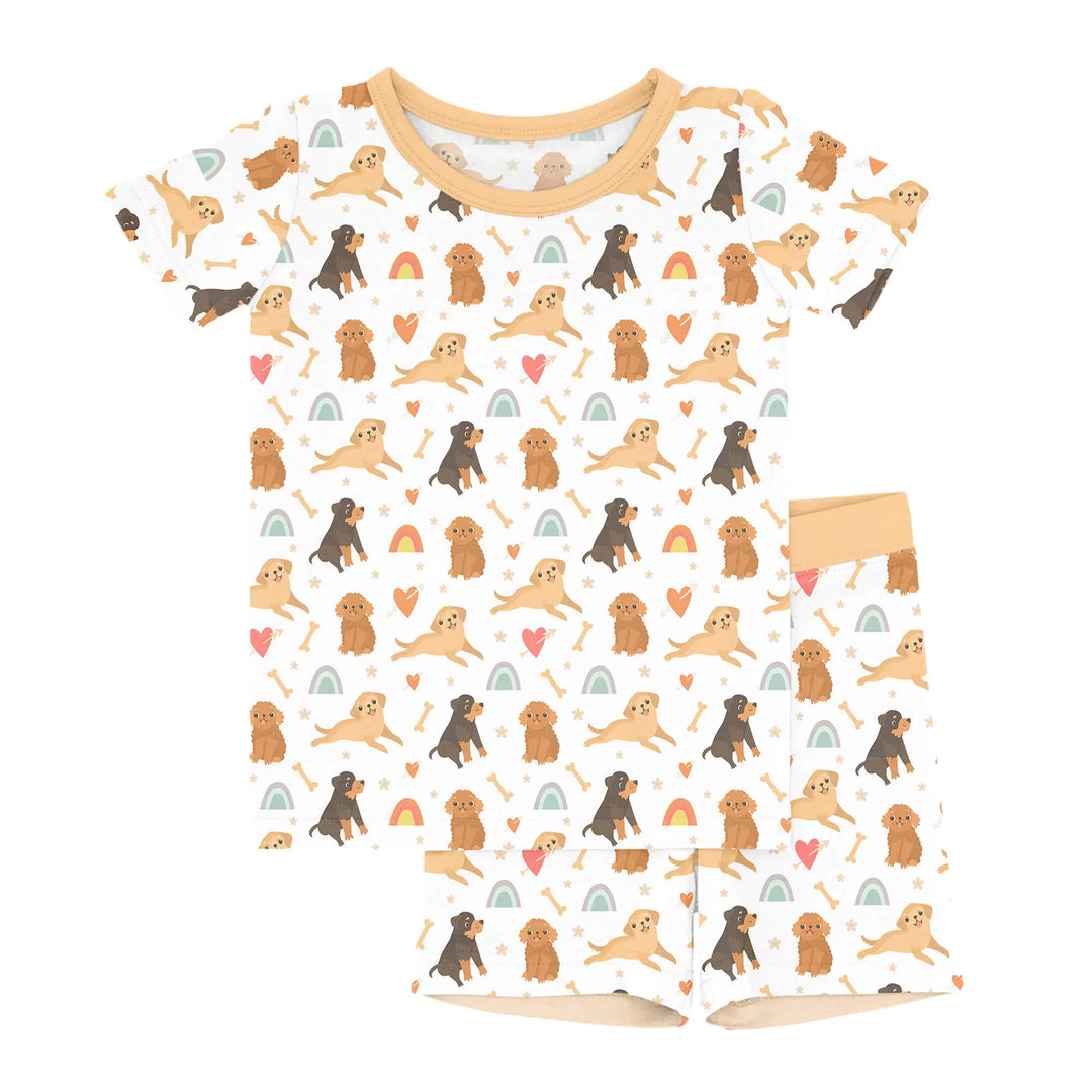 Brown Dogs Two Piece Short Sleeve Shorts Pajama Set , Brown Dogs Two Piece Short Sleeve Shorts Pajama Set - 12-18M
